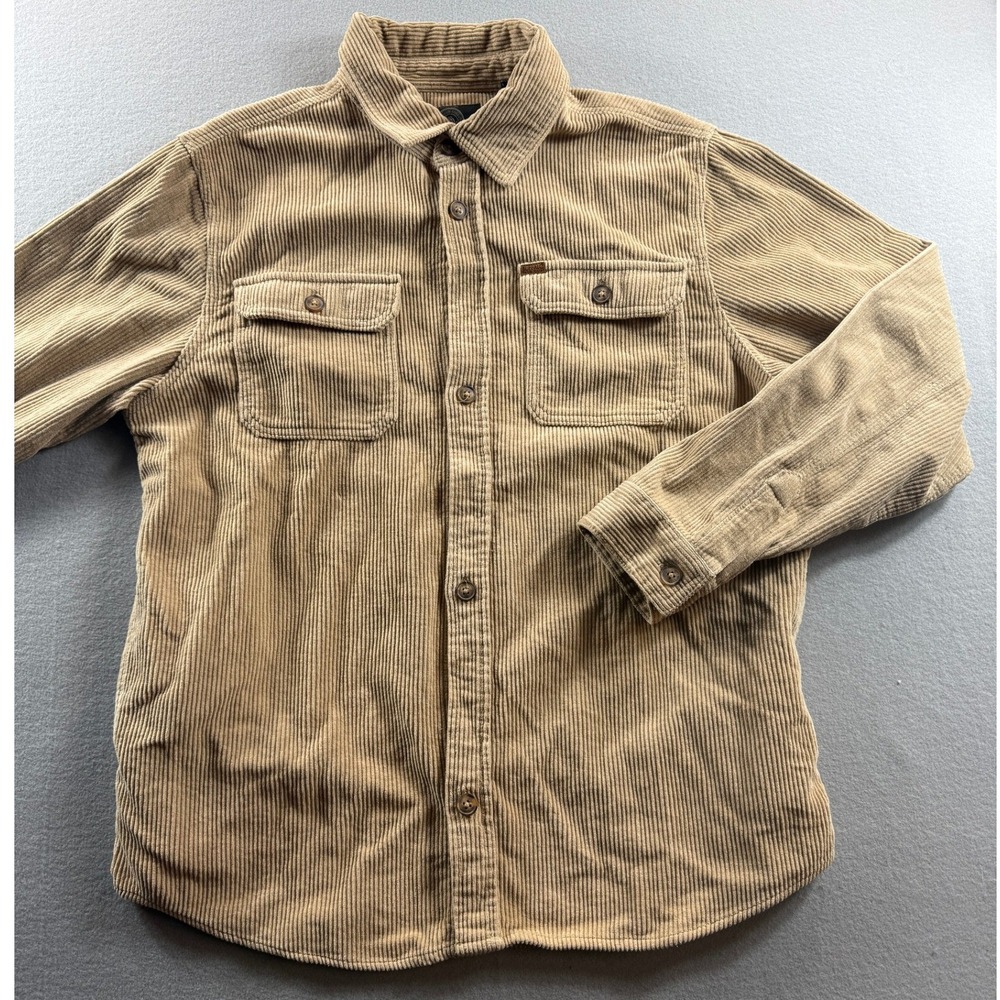 Buffalo David Bitton Corduroy Shirt Mens XL Tan Long Sleeve Dual Pocket Button